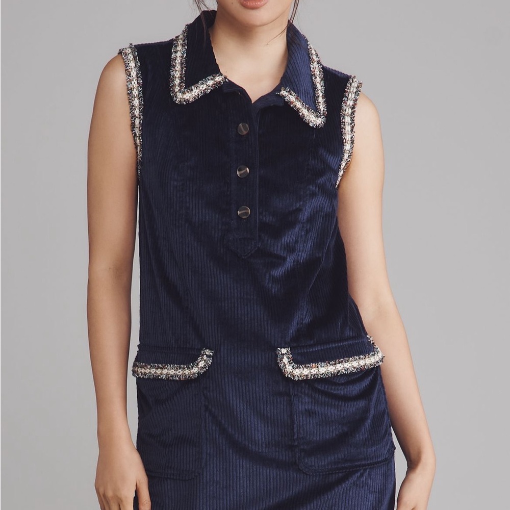 Anthropologie Navy Dress with Silver Accents